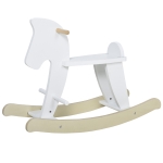 Qaba Wooden Rocking Horse Toddler Baby Ride-on Toys for Kids 3-6 Years with Classic Design & Solid Workmanship - White
