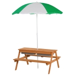 Outsunny Kids Picnic Table Set Bench w/ Sandbox Removable Height Adjustable Parasol