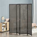 HOMCOM 4-Panel Bamboo Room Divider, 6 Ft Tall Folding Privacy Screen Panels with 2 Shelves for Indoor Bedroom Office Natural