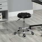 HOMCOM Adjustable Massage Stool Spa Beauty Salon Chair 360 Degrees Swivel Gas Lift PU Leather White(c-1)