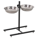 PawHut Stainless Steel Adjustable Height Pet Dog Elevated Double Bowl Diner Feeder Dish