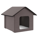 PawHut Small Indoor Portable Water Resistant Heated Outdoor Cat House for Multiple Cats - Brown