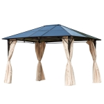 Outsunny 10' x 12' Outdoor Steel Hardtop Patio Canopy Gazebo Party Tent with Removable Curtains