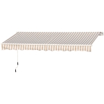 Outsunny 13' x 8' Manual Retractable Sun Shade Patio Awning with Durable Design & Adjustable Length Canopy - Beige Stripes