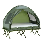 Outsunny 2 Person Compact Pop Up Portable Folding Outdoor Elevated All in One Camping Cot Tent Combo Set