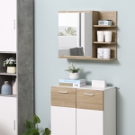 kleankin 23.5 Inch Bathroom Wall Mounted Cabinet, Medicine Mirror Cabinet, Hanging Storage Organizer with 5 Shelves, Natural