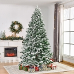 HOMCOM 7.5ft Artificial Snow Flocked Christmas Tree Xmas Tree Holiday Home Indoor Decoration for Party with Foldable Feet, Green