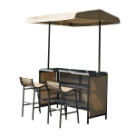 Outsunny 3 Piece Outdoor Patio Bar Set 2 Swivel Stool and 1 Bistro Table All-Weather Metal Frame for Balcony Backyard Deck Brown(c-5)