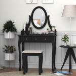HOMCOM Vanity Dressing Table with 360° Rotating Mirror and Cushioned Stool,Makeup Desk Dresser with 4 Drawers, White(c-2)