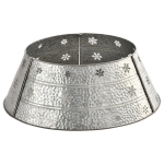 HOMCOM Christmas Tree Collar, Steel Tree Ring Skirt w/ Snowflake, 26" Base, Silver