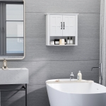 kleankin Wall Mount Bathroom Mirror Cabinet with Shelves Storage Organizer Stainless Steel Double Doors(c-3)