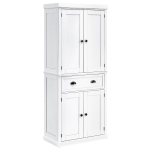 HOMCOM 72" Traditional Freestanding Kitchen Pantry Cupboard with 2 Cabinet, Drawer and Adjustable Shelves, White