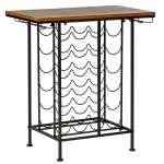 HOMCOM 24-Bottle Rustic Wine Rack Table Storage Organizer w/ Glass Stemware Holders