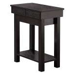 Monarch 24" Modern Two-Tier Slide-Open Storage Top Wood Grain-Look Side Accent Table - Cappuccino Brown Finish