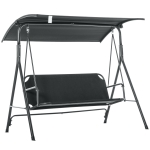 Outsunny 3-Person Porch Patio Swing with Adjustable Weather-Fighting Tilt Canopy & Comfortable Bench-Style Seat, Black