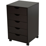 HomCom 5 Drawer Storage Organizer Filing Cabinet with Nordic Minimalist Modern Style & Caster Wheels for Mobility - Brown