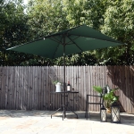 Outsunny 6.5x10ft Rectangle Solar Powered Tilt Patio Umbrella Aluminum Outdoor Market Parasol with LEDs Crank Dark Green