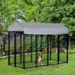 Pawhut 8' x 4' x 6' Large Outdoor Dog Kennel Steel Fence with UV-Resistant Oxford Cloth Roof & Secure Lock