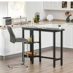 HOMCOM Modern Bar Table Pub Table Accent Console Serving Buffet with Side Storage Shelf & Metal Frame, Black