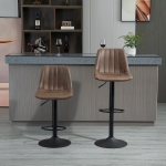 HOMCOM Set of 2 Counter Height Bar Stools Swivel Stool Height Adjustable Bar Chairs with Footrest for Kitchen Dining Home Pub, Black(c-3)