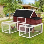 PawHut 114" Chicken Coop Modern Living Hen House DIY 3 Shape Rabbit Hutch 2-tier Poultry Cage Pen Outdoor Backyard Customization Runs
