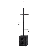 PawHut Cat Tree Floor to Ceiling Condo w/ Jute Scratching Post Dangling Ball Adjustable 82.75"H -94.5"H, Grey