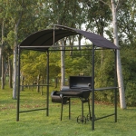 Outsunny 8x4ft BBQ Gazebo Tent Metal Frame Grill Canopy Garden Sunshade Portable Shelter Backyard with Side Shelf Coffee