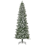 HOMCOM 7.5ft Artificial White Flocked Christmas Tree Pencil Tree for Holiday Home Décor