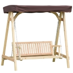 Outsunny 2-Person Outdoor Porch Swing with Wooden Stand, Strong A-Frame Design & Adjustable Water-Fighting Canopy