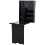 HomCom Wooden Fold Out Convertible Wall Mount Desk - Espresso Brown