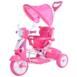 Qaba Children Ride-On Moped Tricycle with an Interesting/Stylish Design & Interactive Music & Lighting Functions - Pink