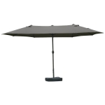 Outsunny 15' Steel Rectangular Outdoor Double Sided Market Patio Umbrella with UV Sun Protection & Easy Crank - Dark Gray