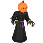 HomCom 7ft Tall Inflatable Halloween Pumpkin Reaper Light Up Yard Decoration with LED Lights and Fan