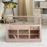 PawHut Wooden Hamster Cage Rodent Small Animal Hutch with Seesaw, Ladder Activity Center Play House for Indoor Use 30.75" x 15.75" x 17.25", Natural(c-1)