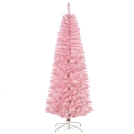 HOMCOM 6ft Slim Artificial Christmas Holiday Pencil Tree, Pink