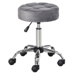 HOMCOM Round Rolling Stool Chair Height Adjustable Swivel Salon Stool with Wheels Grey