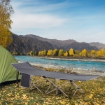 Outsunny Wide Folding Camping Cot Single Person Portable Outdoor Military Sleeping Bed Navy Blue(c-3)