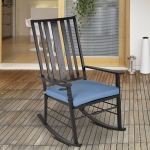 Outsunny Porch Rocking Chair Outdoor Patio Rocker Armchair with Cup Holder Cushion Steel(c-5)