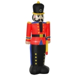 HOMCOM 6ft Christmas Inflatable Nutcracker Toy Soldier, Outdoor Blow-Up Yard Decoration with LED Lights Display