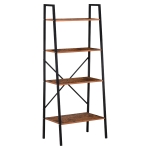 HOMCOM Wooden Metal 4 Tier Vintage Rustic Industrial Ladder Style Bookcase Shelf