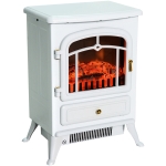 HOMCOM Electric Fireplace Heater, Fireplace Stove with Realistic LED Flames and Logs, and Overheating Protection, 750W/1500W, White