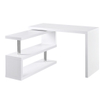 HOMCOM 360° Rotating Corner Computer Desk Modern L-Shaped Home Office Workstation with 2 Storage Shelves, Bookshelf, White