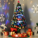 HOMCOM 5FT Pre-lit LED Optical Fiber Christmas Tree Artificial Holiday Décor with Stand Green