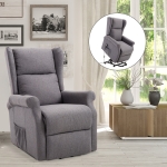 HOMCOM Electric Power Lift Recliner Chair w/Remote Control Linen Fabric