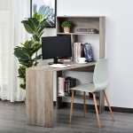 HOMCOM Nordic Style Wooden Computer Desk Workstation PC Laptop Writing Table with Hutches Storage Shelf Grey Wood Color(c-2)