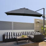 Outsunny 3x3m /10x10ft Cantilever Umbrella Rotatable Square Top Market Parasol with 4 Adjustable Angle for Backyard Patio Outdoor Area Dark Gray