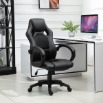 HOMCOM Racing Gaming Chair High Back Office Chair Computer Desk Gamer Chair with Swivel Wheels, Padded Headrest, Tilt Function, Black