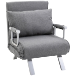 HOMCOM Single Person Folding 5 Position Convertible Sofa Bed Sleeper Chair Chaise Lounge Couch w/Pillow & Steel Frame for Home office, Light Grey