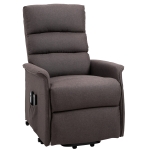 HOMCOM Power Lift Assist Recliner Chair for Elderly with Remote Control Linen Fabric Upholstery Brown