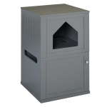 PawHut Double-Decker Cat Luxury Lower Level Litter Box and Upper Level House - Grey